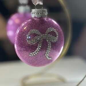 Coquette Silver Bow Holiday Ornament
